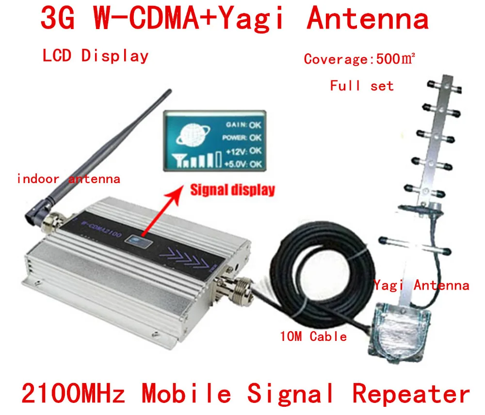

Cell phone 3g Repeater Signal Amplifier, LCD Display WCDMA 2100Mhz Signal Repeater 3G, High Quliay 3g Repeater Amplifier YAGI 3G