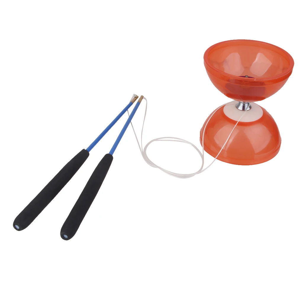 5-Bearing Diabolo Juggling Spinning Kit Toy Set W Handsticks & String Red