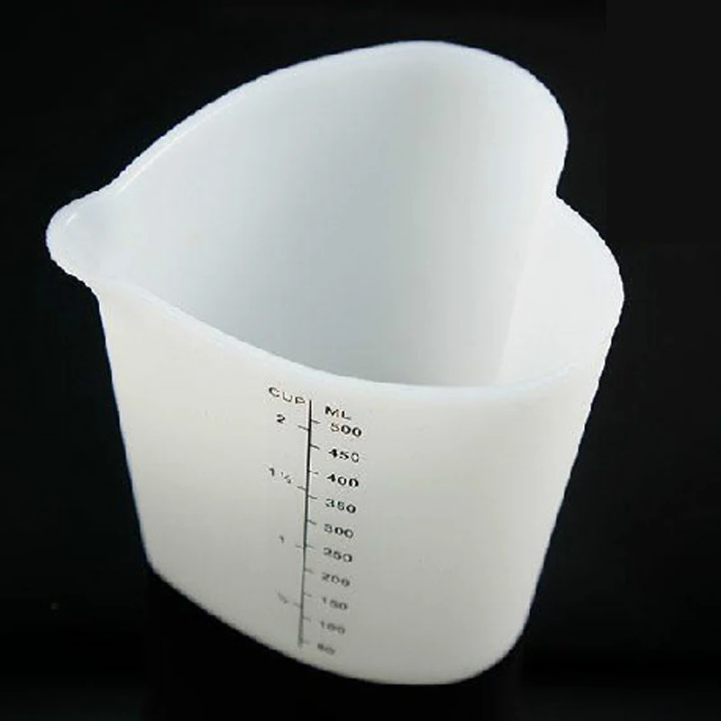 White 500ml Silicone Measuring Cups with Scale Pour Measure Jug Soft