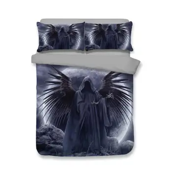 

3D Death duvet cover set (duvet cover + pillowcase) bed linen set black skull bedding set home 228*228cm bedclothes 2or 3pcs/set