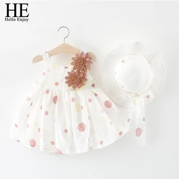 

HE Hello Enjoy Kids Clothes Girls Dresses Summer 2019 Polka Dot Cotton Dresses Baby Girl Dresses Party And Wedding Children Cute