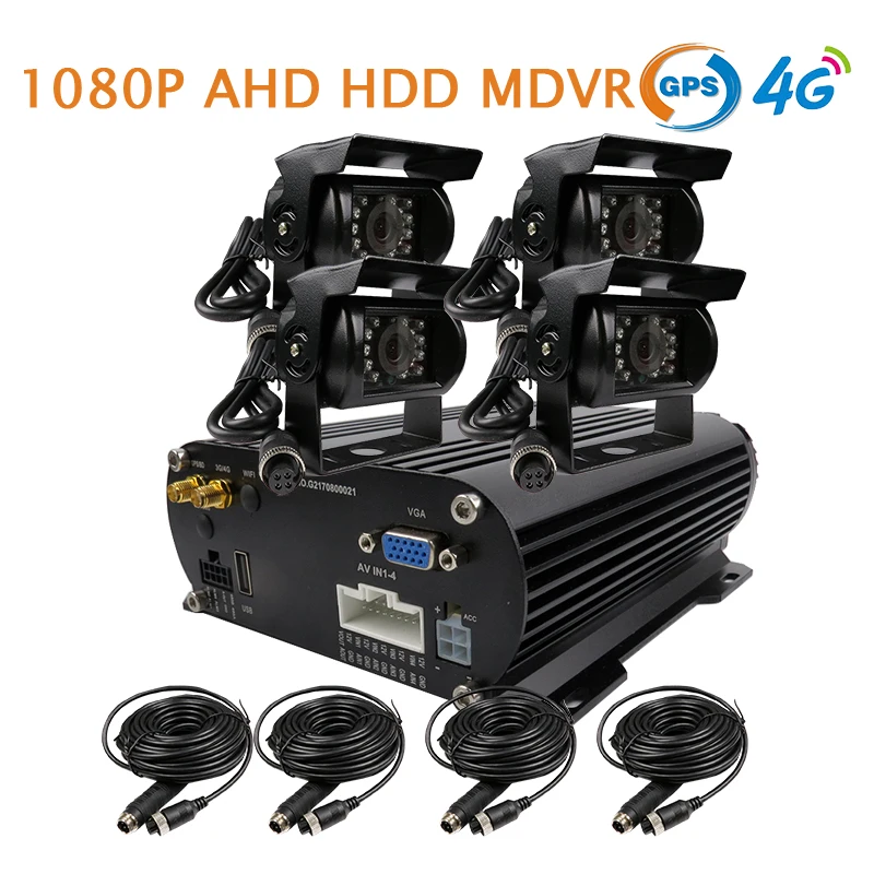 Free Shipping 4 Channel GPS 4G 1080P AHD 2TB HDD Hard Disk SD Car DVR MDVR