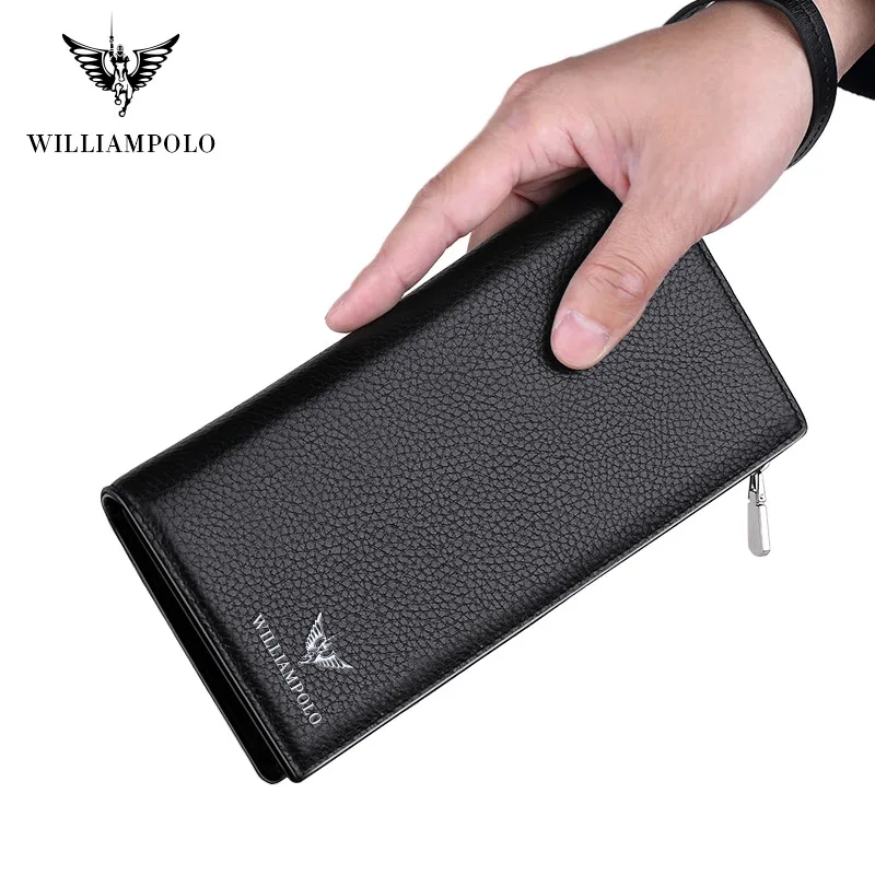 Длинный кошелек WILLIAMPOLO из натуральной кожи для мужчин деловой модный бумажник с