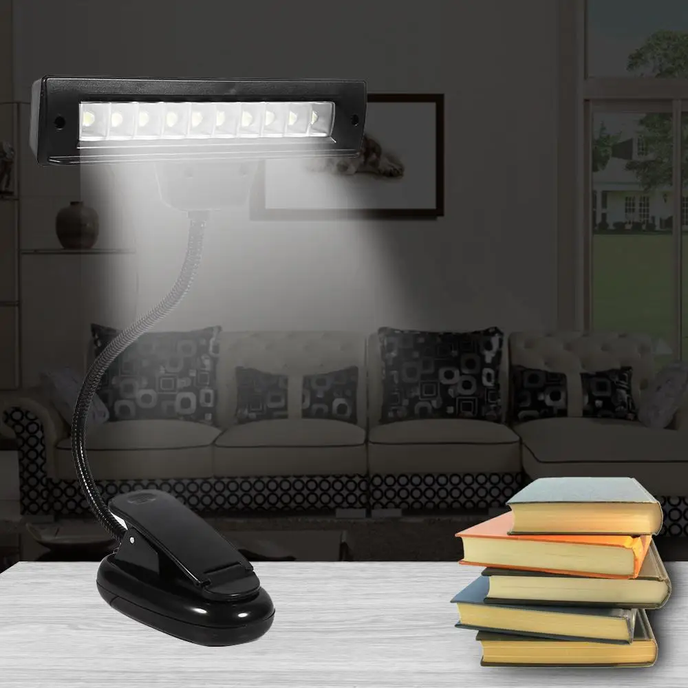 

10LEDs Table Lamp Clip-on Music Stand Desk Lamp Light For Bedroom Eye Protection Desk Reading Lamp AC110~220V