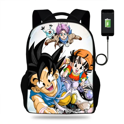N16K0082 16-дюймовый шпилька Популярные Dragon Ball рюкзак для мальчиков и девочек, студентов рюкзаке для Для женщин Для мужчин USB порт для зарядки через школьная сумка для подростков - Цвет: N16K0082