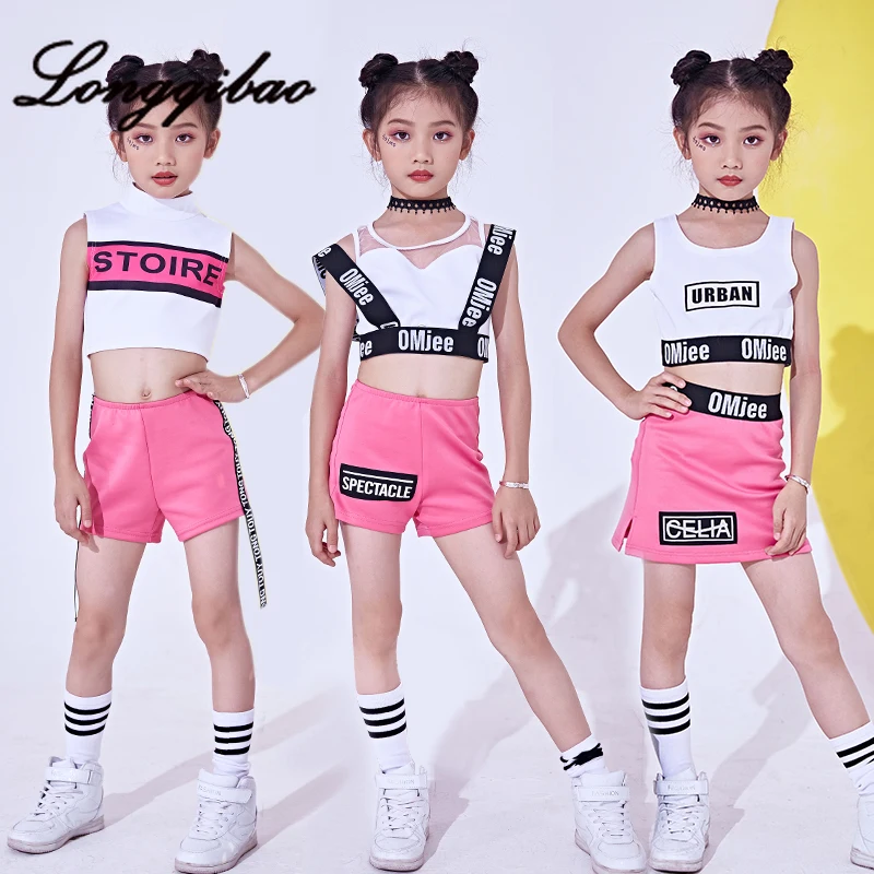 

Children's suit jazz dance costume girls umbilical costumes Korean version of the tide hip hop personality dance clothes