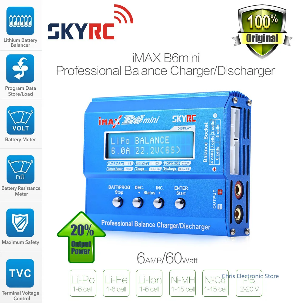 

SKYRC iMAX B6 Mini 60W lithium Lipo Battery Charger Balance Discharger For RC Battery Charging Re-peak Mode For NIMH NICD