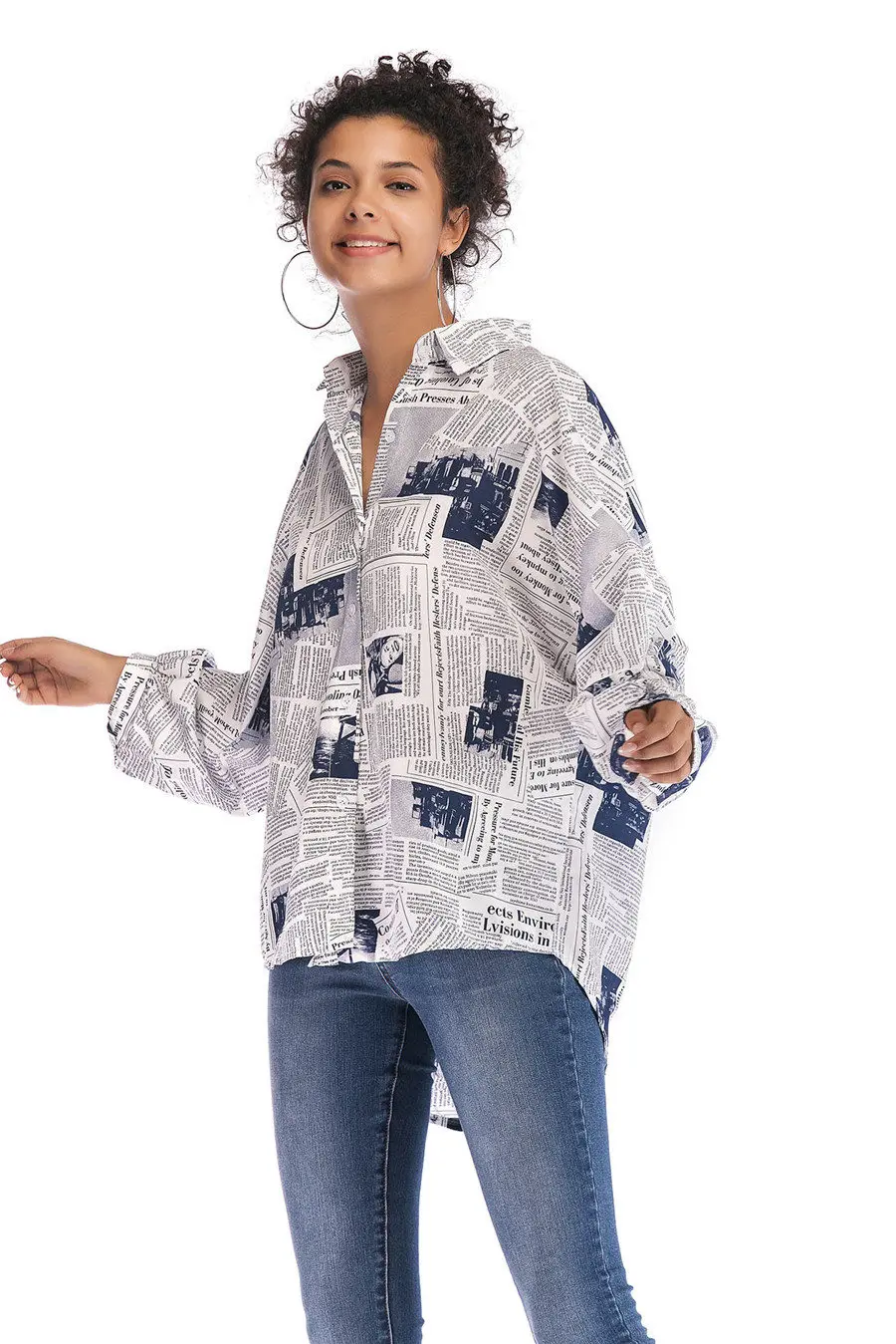 Gladiolus 2018 New Autumn Shirt Women Batwing Sleeve Letter Printed Loose Irregular Long Blouse Women Shirts Ladies Tops blusas (19)