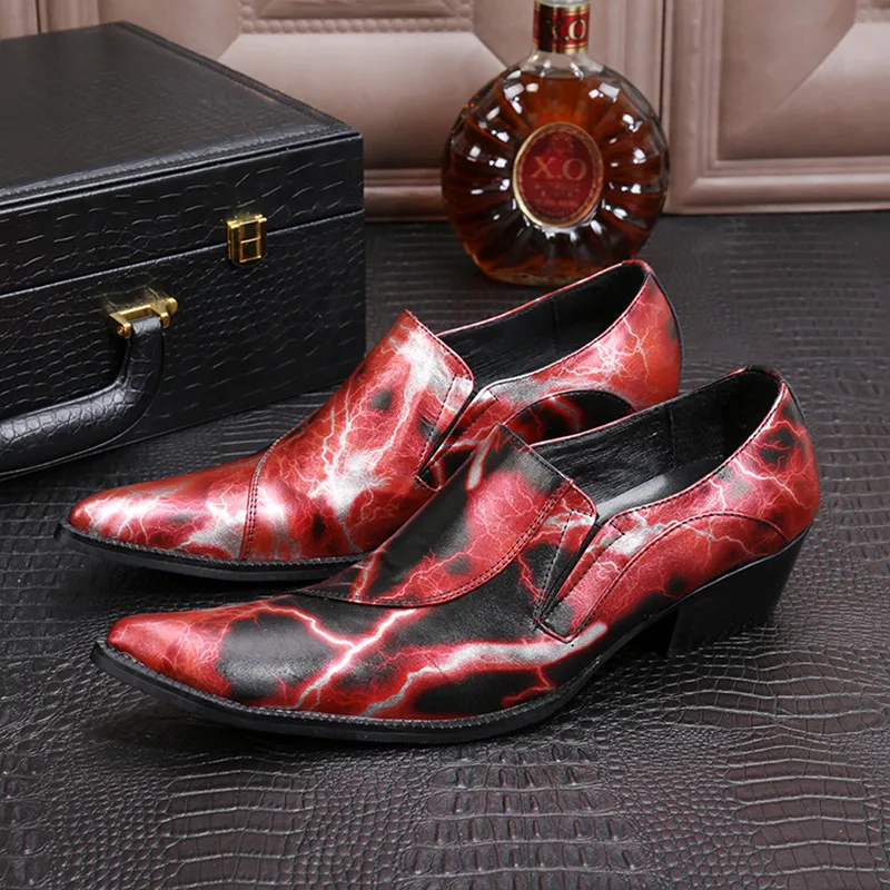 Chaussure homme/Мужская обувь красного и золотого цвета кожаные модельные туфли с