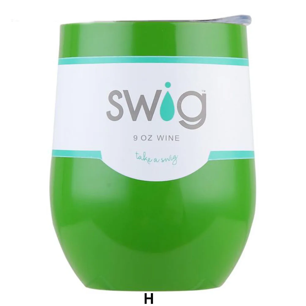 Swig кружки винного цвета Termos Tumber кружка из нержавеющей стали Термос Stemless 9oz с крышками - Цвет: swig