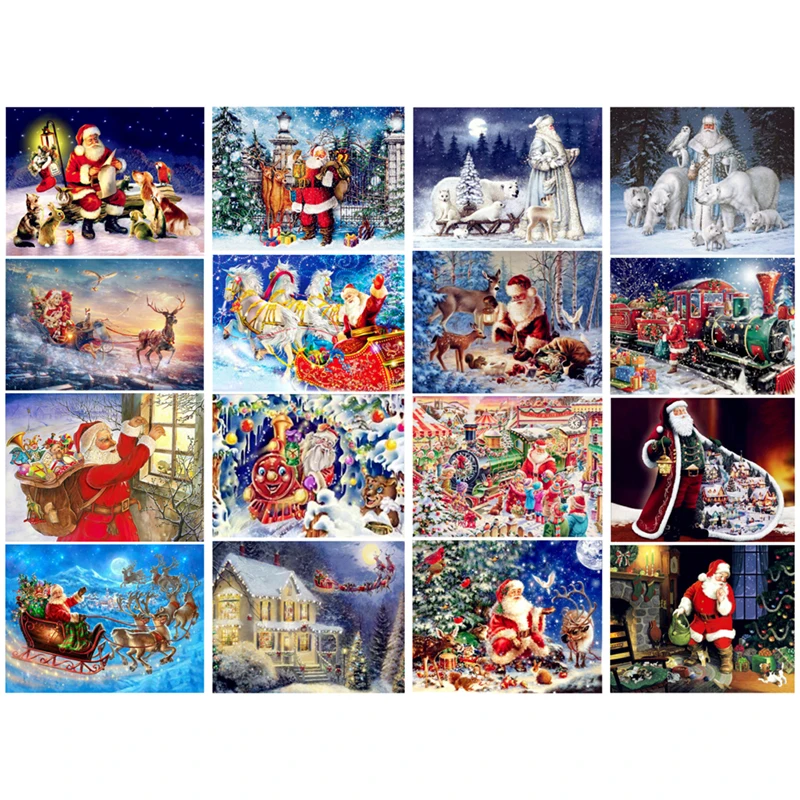 

NEW Full Square Rhinestone Cross Stitch Diamond Mosaic 5D DIY Diamond Painting Christmas Santa Claus Embroidery JK