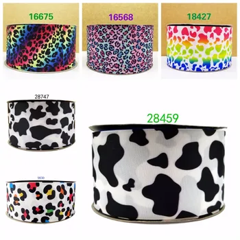 

Free shipping 50 yard per size leopard ribbon printed grosgrain ribbon 28459