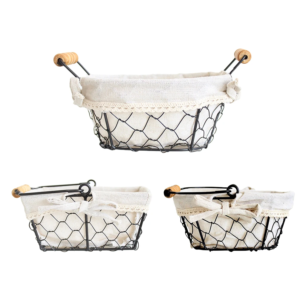  Geometric Fruit Basket Bowl Kitchen Metal Bread Sundries Storage Display for Home Kitchen Desk Food Container Bowl with Handles