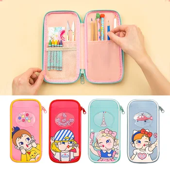 

Kawaii Cartoon School Pencil Case PU Leather Multi Layer Penal Pencilcase for Boys Girls Large Pen Bag Stationery Pouch Supplies