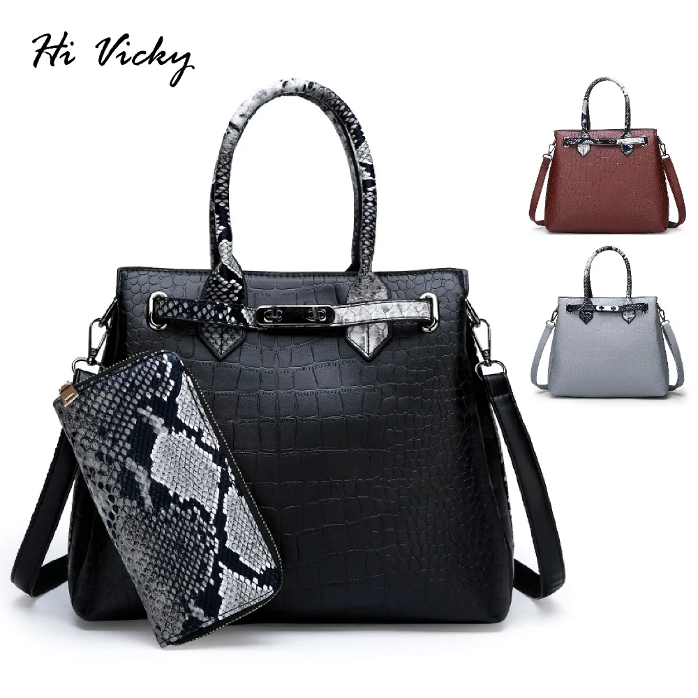 

2 Sets Luxury Handbags Women Bags Designer PU Leather Handbag Shoulder Bags Women 2019 Large Ladies Hand Bags Bolsa Feminina