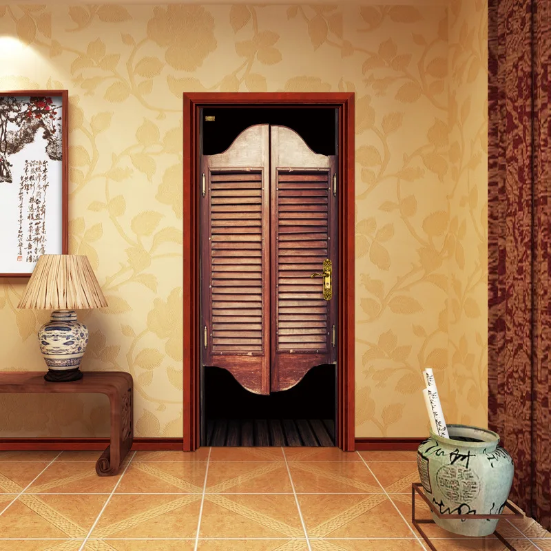 

77x200cm 3D Autumn Leaves Door Stickers For Bedroom Living Room Beautiful Landscape Mural Decal Home Decor Adhesive Wallpaper