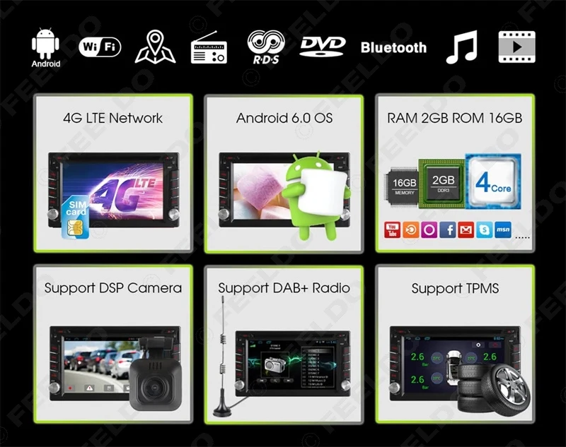 Sale FEELDO 6.2" Universal Android 6.0 (64bit) Quad Core 2G/16G/4G Car Media Player With GPS Navi Radio For Nissan/Hyundai 2DIN ISO 1 Sale FEELDO 6.2" Universal Android 6.0 (64bit) Quad Core 2G/16G/4G Car Media Player With GPS Navi Radio For Nissan/Hyundai 2DIN ISO 1