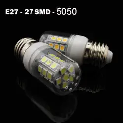 Ultral яркий E27 SMD 5050 водонепроницаемый теплый белый/белый 220 В 7 Вт E27 Светодиодная лампа 5050 SMD 27 LED E27 кукурузы лампочка 1 шт./лот