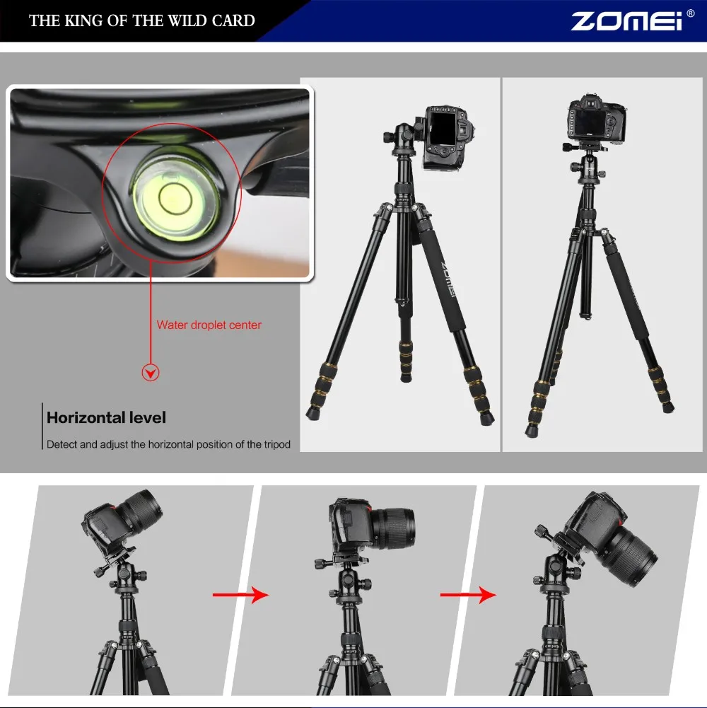 Новое поступление Zomei Q666 портативный алюминиевый монопод стенд Профессиональный штатив для камеры slr видео tripodes para reflex
