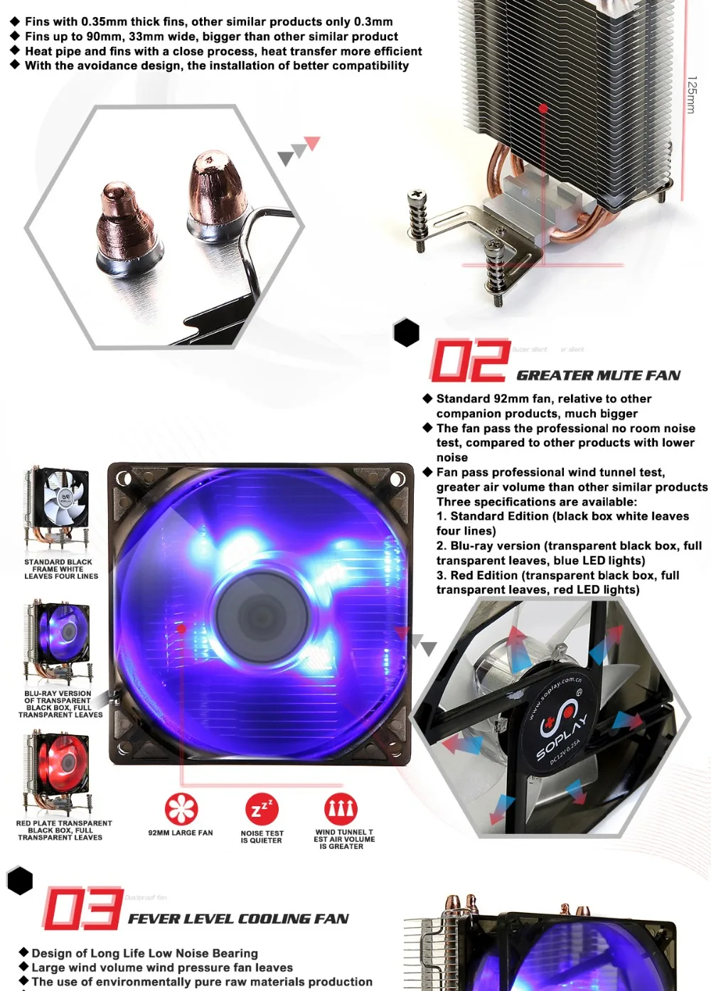 SOPLAY cpu Cooler 2 тепловые трубки TDP 95 Вт с ШИМ 3 pin 800-2000 об/мин 90 мм вентилятор охлаждения высокая производительность бесшумный радиатор