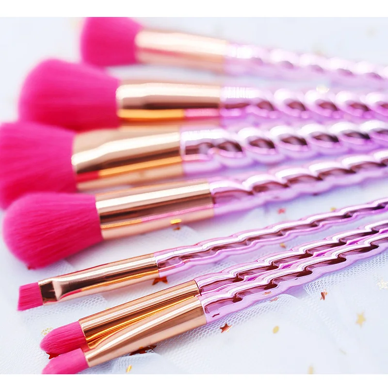 New Fashion 7pcs Lovely Pink Hair Makeup Brushes Set Foundation Blending Power Crease Brush Cosmetic Beauty Make Up Brush Tool