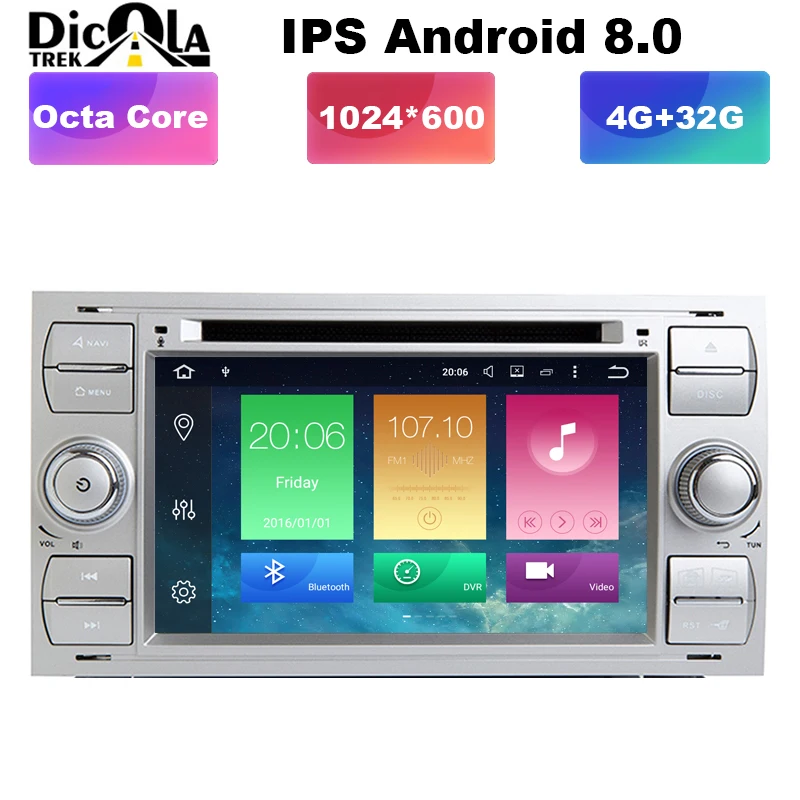 Sale 4G RAM 32G ROM Android 8.0 Car DVD Player For Ford/Focus/Mondeo/Transit/C-MAX/Fiest With GPS Navigation Radio BT 1080P+MAP 0