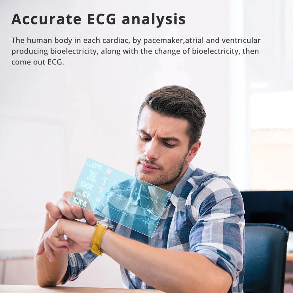 Reloj inteligente Makibes BR4 ECG PPG para hombre con pantalla de electrocardiograma Frecuencia Cardíaca presión arterial banda inteligente rastreador de Fitness nuevo - 2