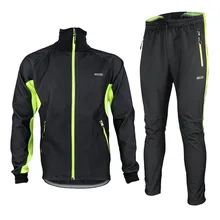 Cuzaekii Мужская зимняя Флисовая теплая ветрозащитная велосипедная куртка и штаны, комплект, уличная спортивная одежда для велосипеда, велосипедная одежда