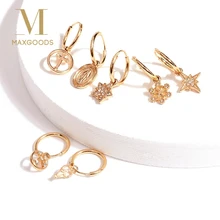 Модные золотые Висячие серьги для женщин, металлический хрящ, крест, сердце, подвеска, серьги, хорошее ювелирное изделие, женские серьги, Мода