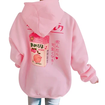 2017 New Fashion Cute Cartoon Printed Back Velvet Thick Hooded Long Sleeve Female Sweatshirts 5