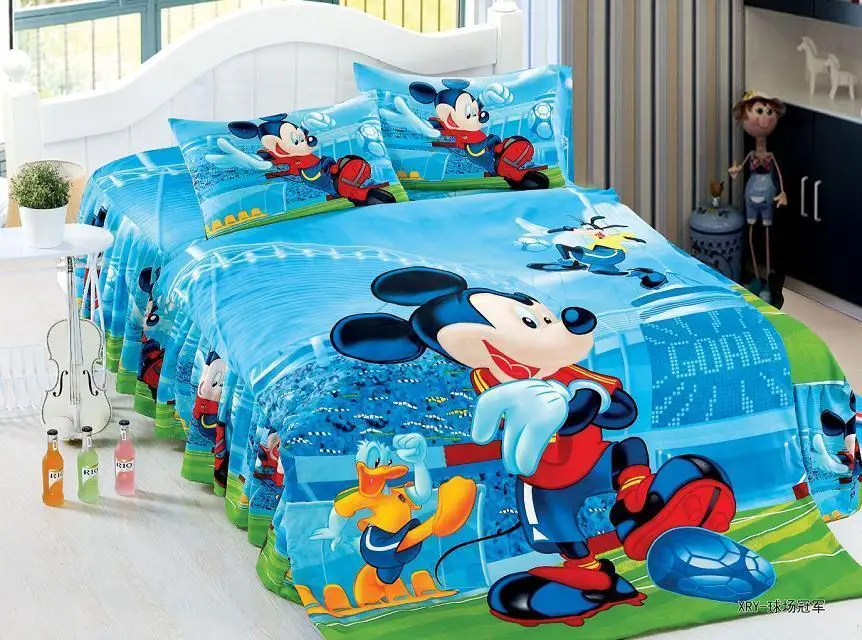 

mickey and minnie print bedding sets children's home textile double twin size bedspread bright color quilt/duvet covers 3 pieces