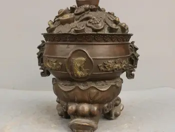 

12'' China Wealth Gold Arowana Cornucopia Bronze Statue