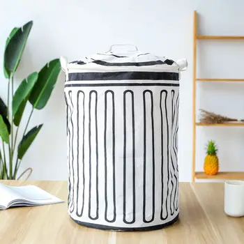 

Round Zipper Hamper Novel European Cotton Linen Bucket Storage Storage Bin 5