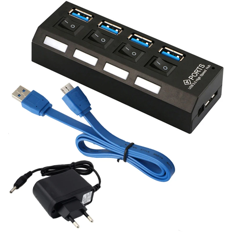 Twotro 4 порта USB концентратор 3 0 Портативный Micro сплиттер с адаптером питания ЕС до 5