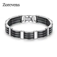 ZORCVENS модный браслет черный Панк резиновый браслет из силиконовой нержавеющей стали мужские браслеты на запястье