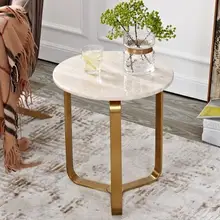 Мраморная сторона несколько роскошных Инс дизайнерские креативные маленькие квартиры гостиной диван маленький столик журнальный столик металл