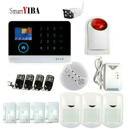 SmartYIBA WCDMA 3G APP Control WIFI Wireless Smart Home Security Burglar Alarm System Outdoor IP Camera Gas Smoke Fire Sensor