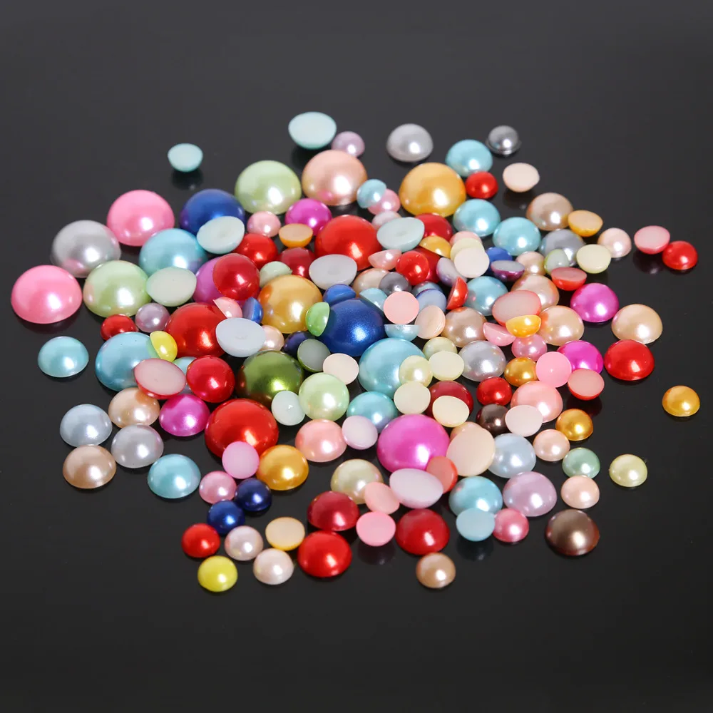 

Multisize 50-1000pcs Flatback Half Round Plastic ABS Imitation Pearl Beads for DIY Jewelry Craft Scrapbook Decoration