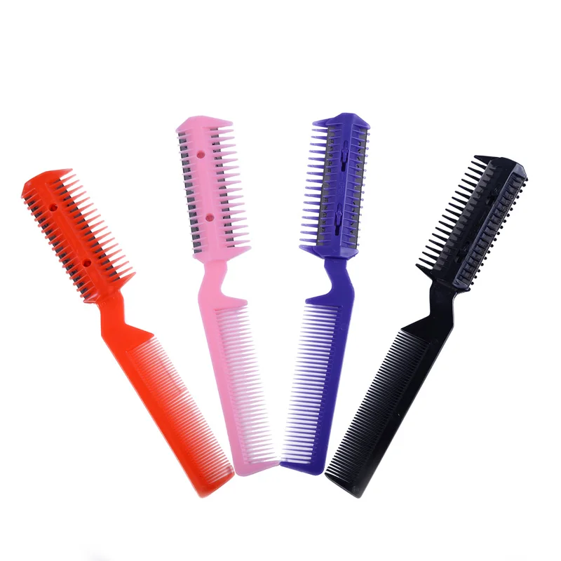 

1 PC/Lot 4 Color Razor Comb Hair Cutter Thinning Shaper Comb 2 Razor Blades Trimmer Barber Remover Tool Super