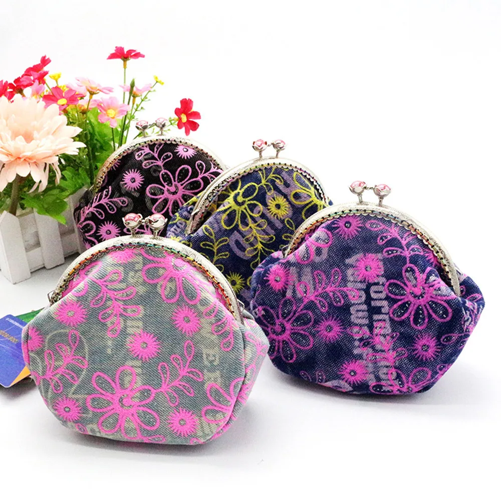 

Women Coin Purse New Style Lady Fashionable Retro Vintage Flower Small Wallet Hasp Purse Clutch Kid's Money Bag High Quality
