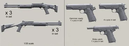 1/35 весы аксессуары США M1014 дробовик и M1911 пистолет Смола Модель комплект фигура