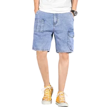Джинсовые шорты мужские большой Размеры 5XL 6xl 7xl промывают короткие шорты по колено большие свободные бермуды мужской плюс синие короткие джинсы Для мужчин