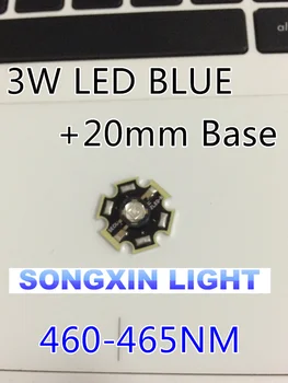 

50pcs/lot 2015 Top Royal Blue 3W LED bears 445-455nm high Power 3W LED Chip Emitter With 20mm Star base super bright