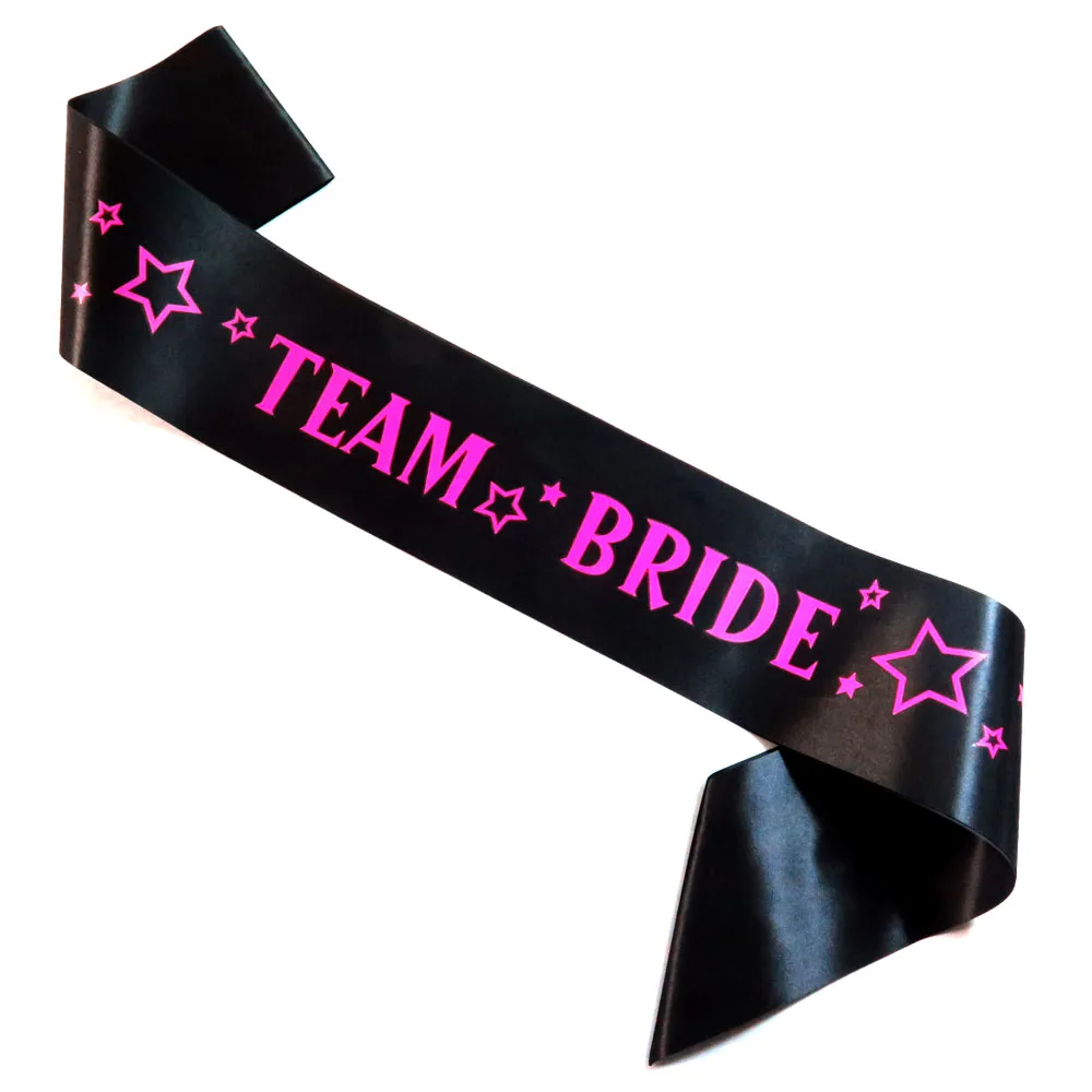 

Black ribbon star Team bride sash purple bachelorette band Bride to be wedding bands Hen party sister of the bride supplies
