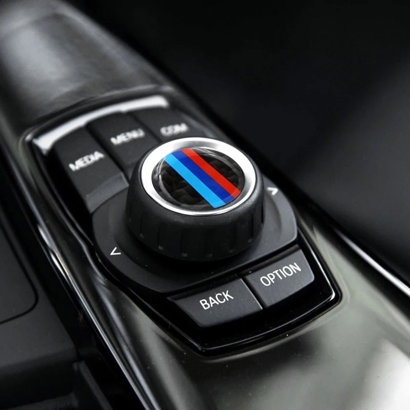 

Car styling Carbon Fiber Multimedia audio control buttons labeled labeling interior decoration car stickers modified for bmw