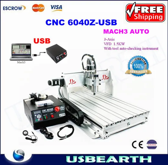 

USB CNC Router 6040Z-USB Mach3 auto speed control Metal Carving Machine Driling Milling Machine