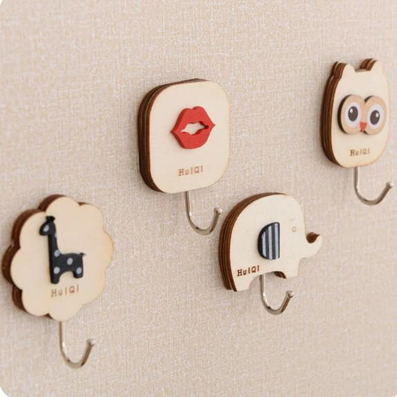 6pcs Fashion cute Wall Hook Hanger Wood Wall Hooks Wall Holder Viscose