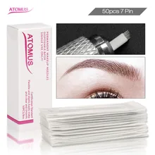 7 Pin Laminas Tebori Para Micro Agulhamento Agujas Tatuaje Needling татуаж бровей Aiguille De Tatouage Microblading лезвия 50 шт