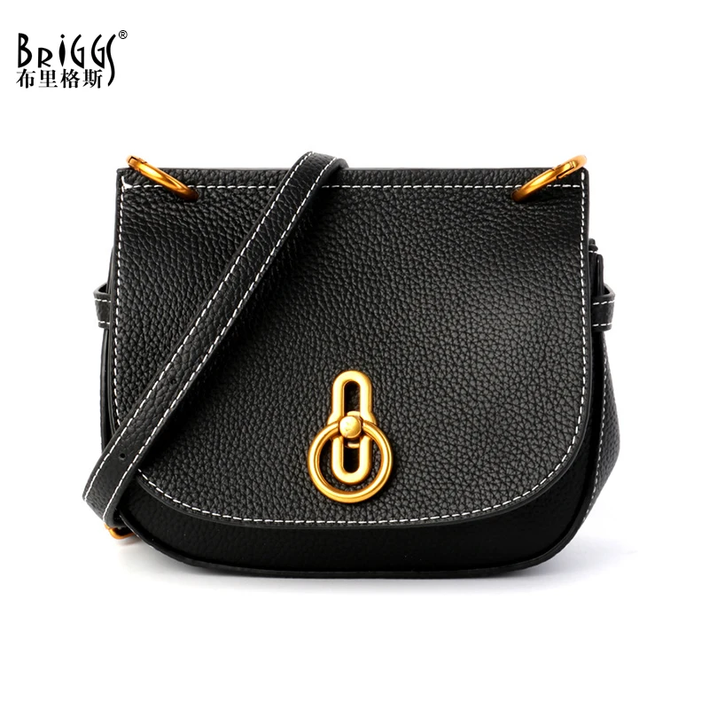 

BRIGGS Luxury Designer Saddle Bags Genuine Leather Women Messenger Bag Litchi pattern Female Shoulder Crossbody Bag bolso mujer