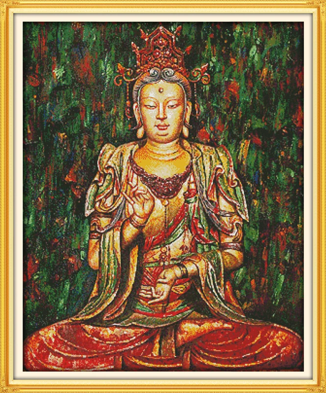 

Hot Oil painting guanyin people DMC home decor Cross Stitch kits 14ct white 11ct print embroidery DIY handmade needlework wall